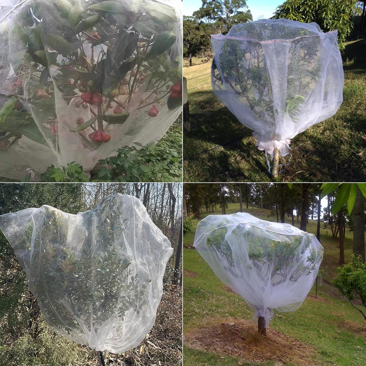 Fruit Tree Netting, Cicada Netting for Trees with Zippers and Drawstring, Bird Netting for Blueberry Bushes Protection Fruits Cherry Peach for Preventing Deer Squirrel (8.2 X 6.6 Ft 1 Pack) image number 2