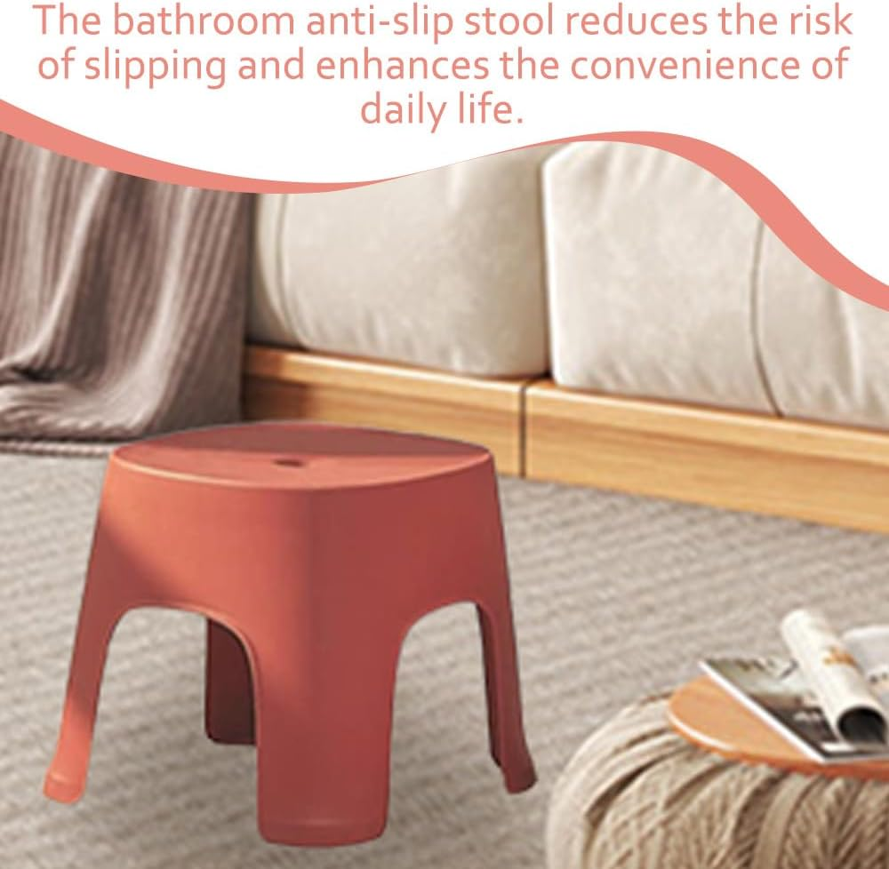 Multi-Use Step Stool / Shower Seat ,Plastic Seat for Home & Step Stool ,Foot Stool for for Home, Office, Garage Stools Laundry Bathroom - Red image number 4