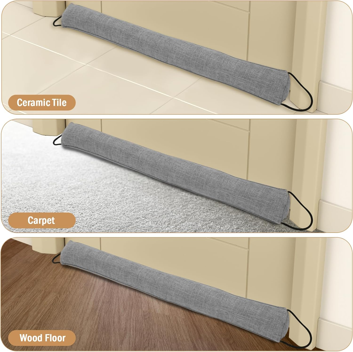 Fxvhojq under Door Draft Stopper 36 Inches Triangle Door Draft Blocker Cover Bottom Gap Stop Drafty and Block Noise Wind Proof Light Stopper Seal Sound Blocker Draft Guard (Grey) image number 1
