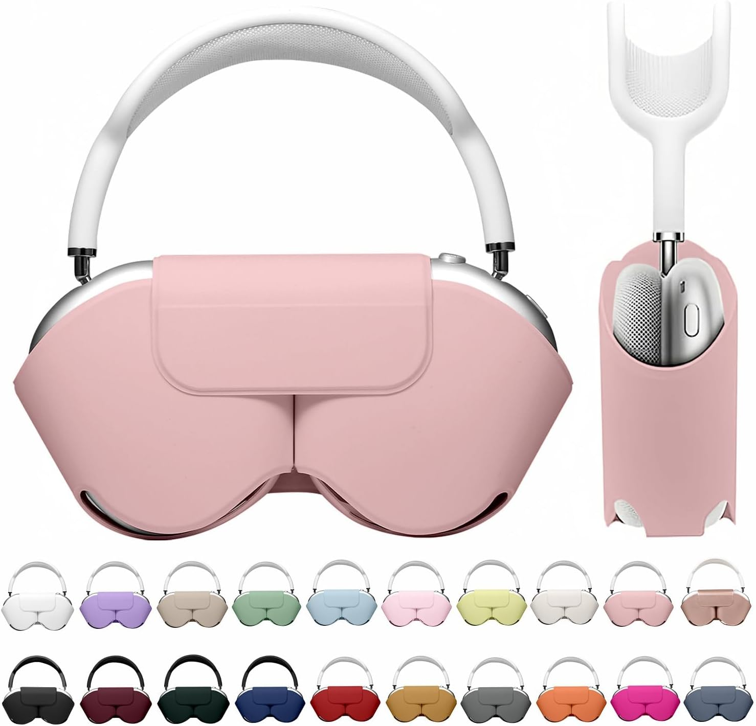 For Airpods Max Smart Case Cover, Soft PU Leather Protective Cover Accessories for Airpod Max with Sleep Mode, Anti-Scratch & Anti-Dust Travel Carrying Case for Airpods Pro Max Headphones 1/2, Black