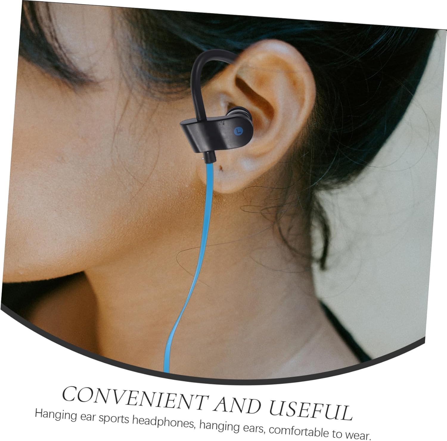 Happyyami Ear Hook Earphones with Microphone Comfortable Wired Headset Speaker TPE Wire Compatible with Devices Black And image number 2