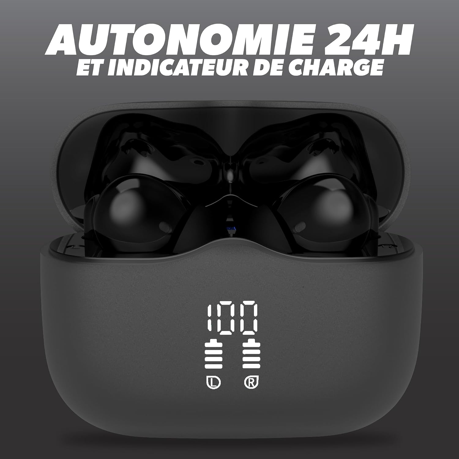 T'Nb - T'Nb Wireless Bluetooth Headphones Noise Cancelling Active Design with Touch Control and Charging Box Color - Grey