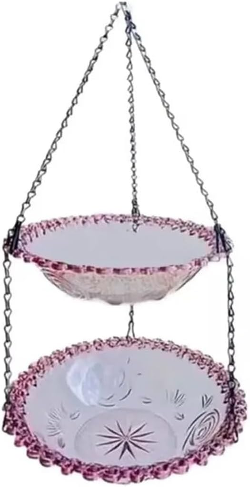 AIMALL Elegant Two-Tier Hanging Bird Feeder - Decorative Garden Bird Bath and Feeding Station, Perfect for Outdoor Decor