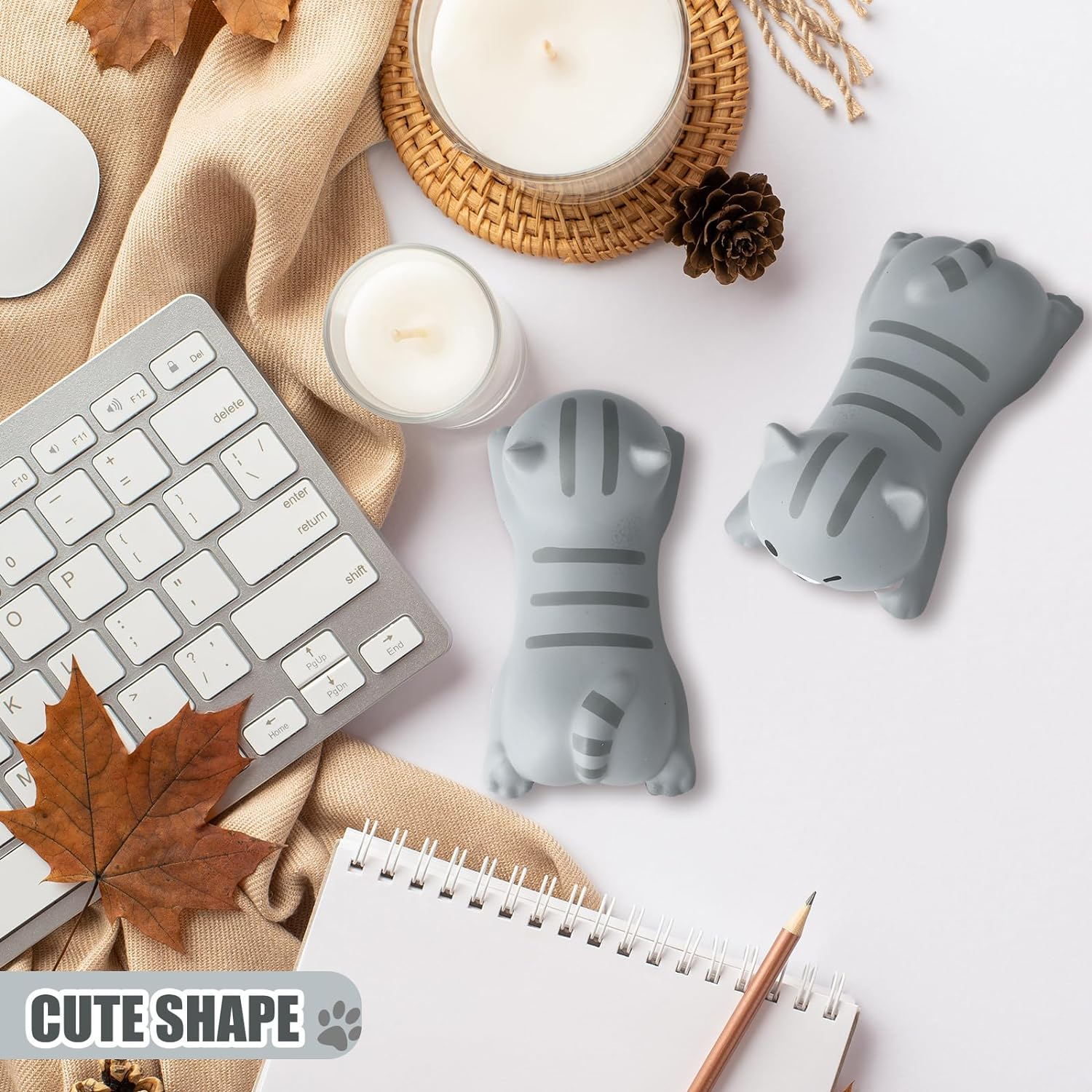 Kanayu 2 Pcs Cat Wrist Rest Support for Mouse Cute Wrist Rest Keyboard Computer Kawaii Mouse Pad Pet Shape Arm Foam Non Slip Cat Desk Accessories for Women Office Supplies Cushion Computer image number 2