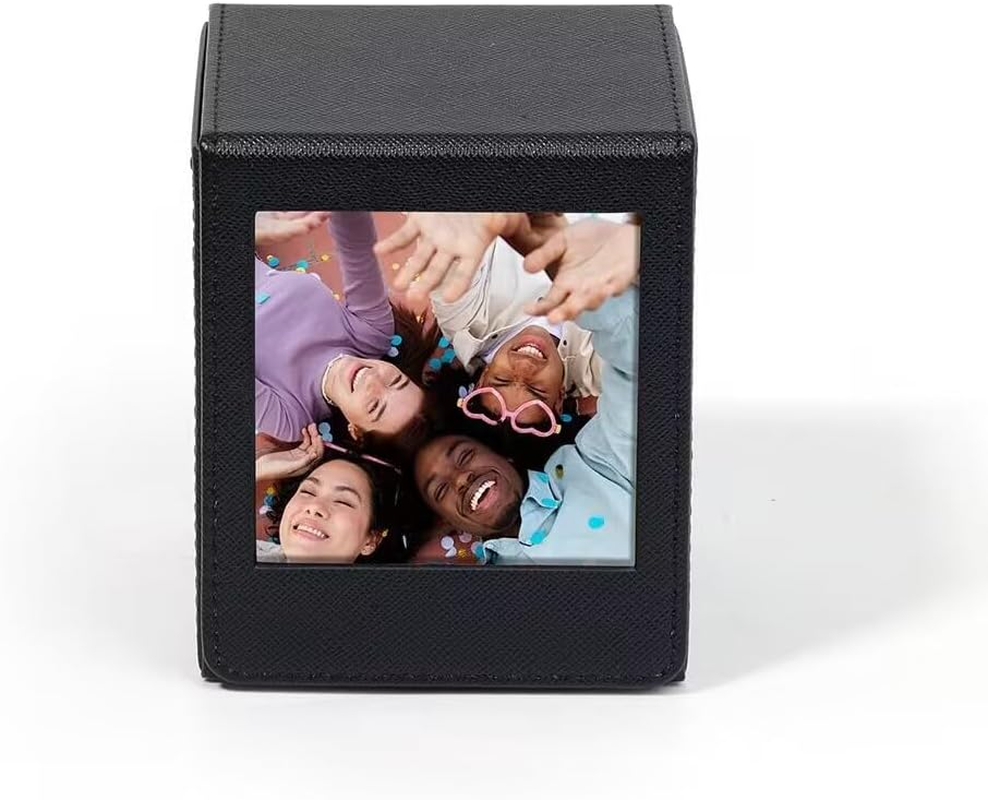 TYUANDOUER 50 Films Square Picture Holder Storage Case Frame for Fujifilm Instax Square Link SQ40 SQ20 SQ10 SQ6 SQ1 SP-3 Instant Camera, PU Leather Photo Storage Box for Fuji Square SQ Film - Black