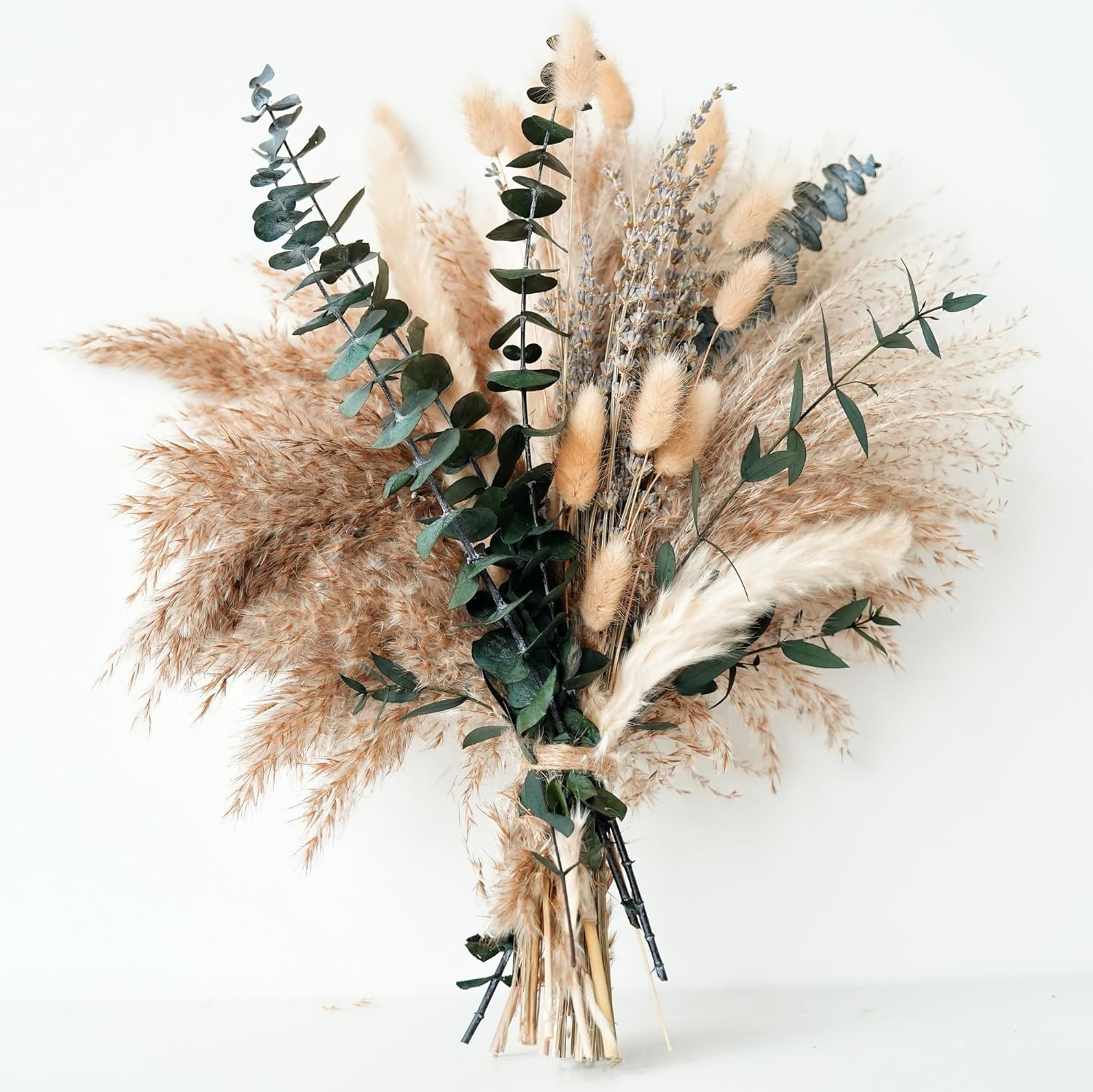 100 PCS Green Pampas Grass Boho Bouquet &ndash; Exquisite Lavender and Eucalyptus Dried Flower Arrangements for Western Boho Decor &ndash; Rustic Flowers for Your Bohemian Home, Bedroom, and Wedding Table D&eacute;cor image number 6