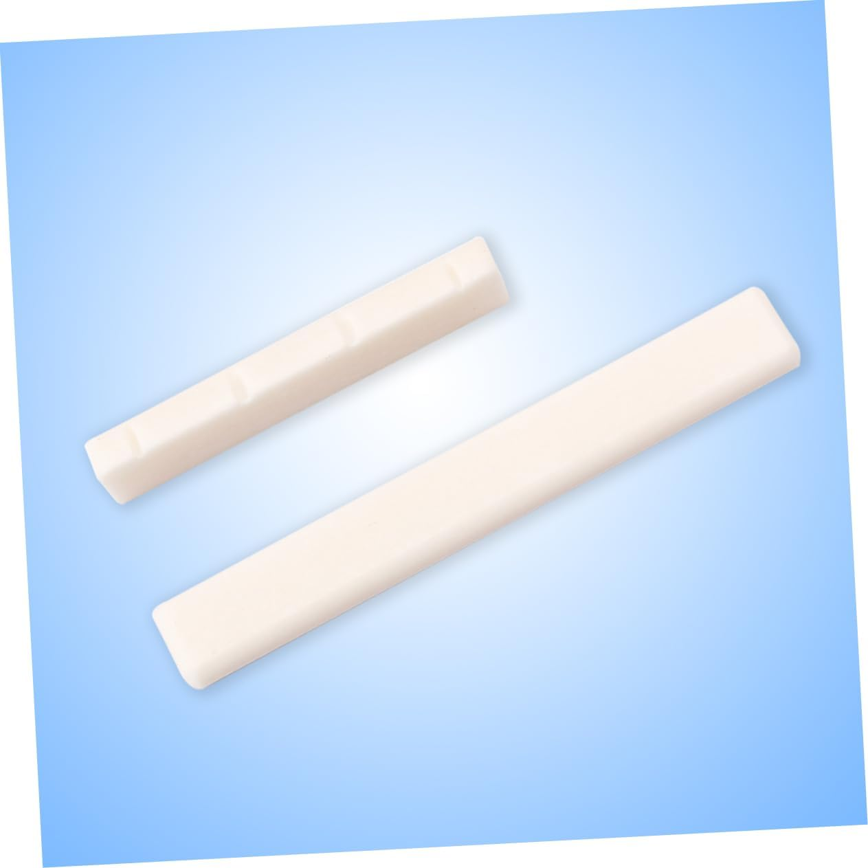 Bone Ukulele Bridge Saddle and Nut Set for 4-String Acoustic Ukulele, Cow Bone Material, Pre-Slotted Design, Musical Instrument Accessory for String Replacement and Sound image number 2