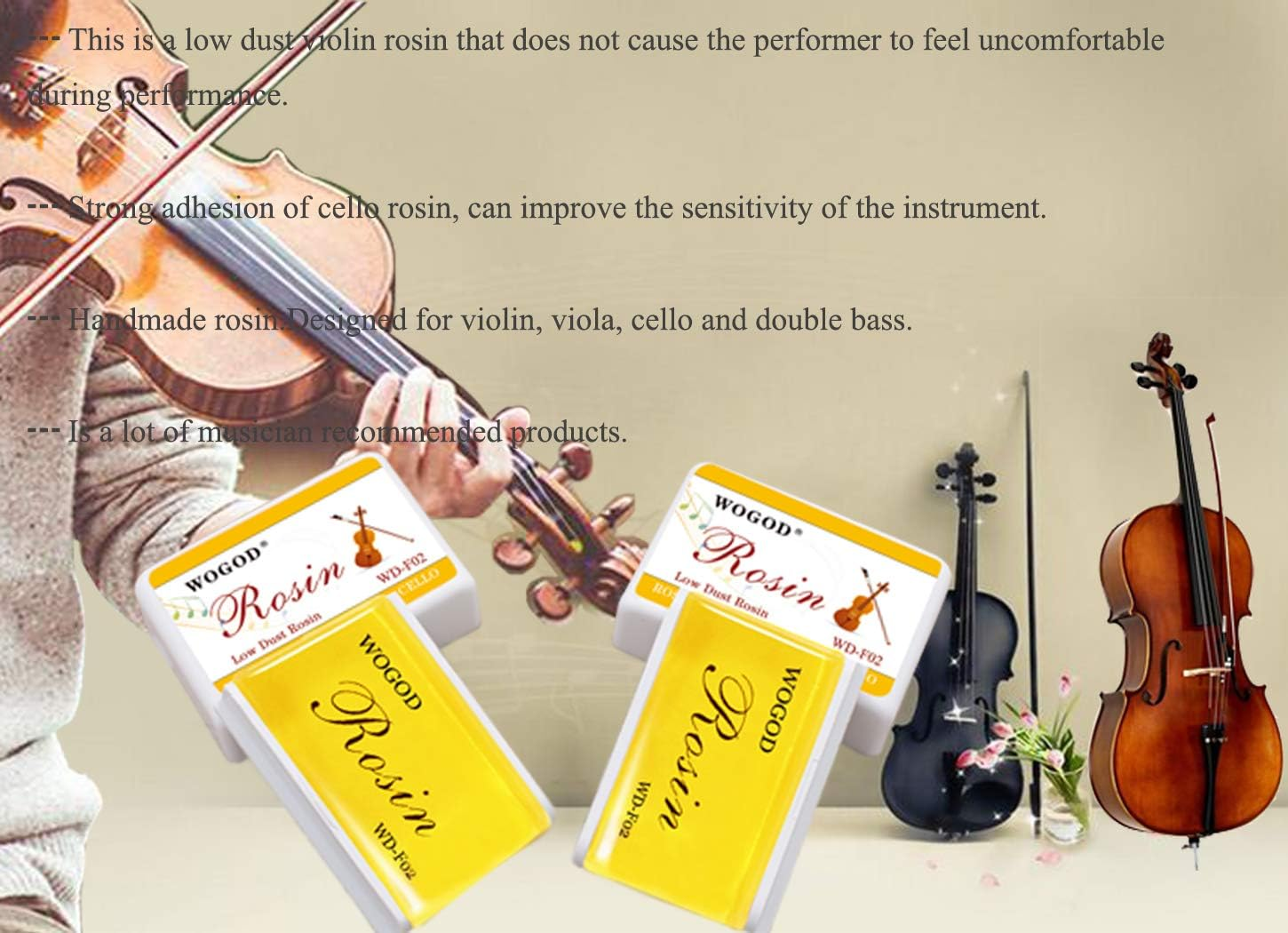 Rosin Violin Rosin Natural Rosin 4 Pack Low Dust Universal Rosin for Violin Viola and Cello (4 Pack Rosin) image number 6