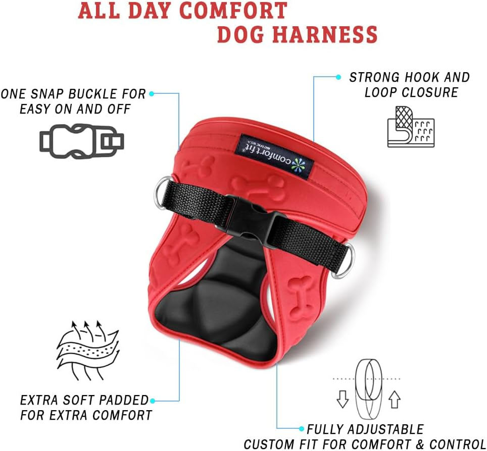 Metric USA Comfort Fit Cold Weather Dog Harness - Adjustable, Reflective, Secure, Small Size, Red Color