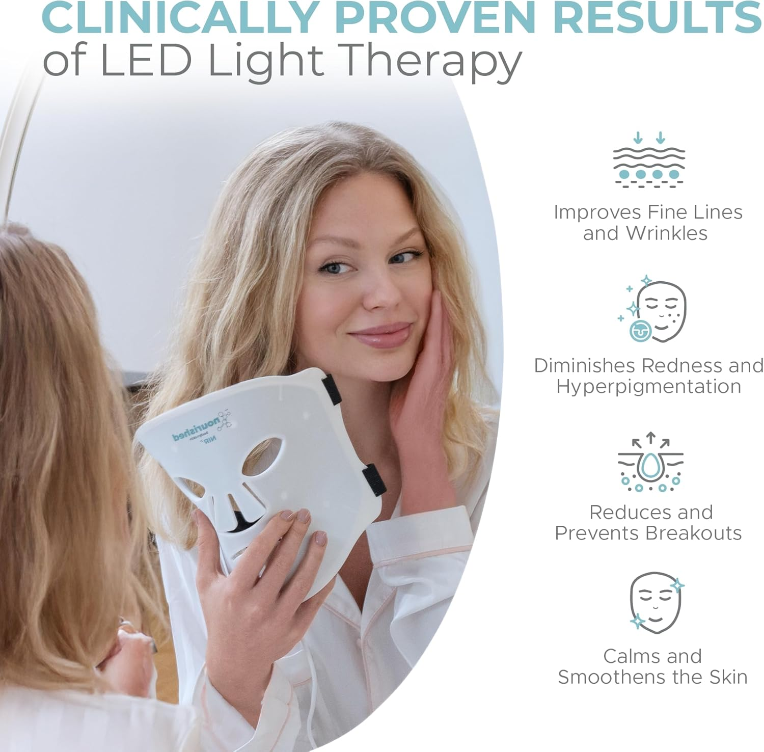 LED Face and Neck Mask with Near-Infrared - Blue, Red Light Therapy for Face - 228 Leds - Skincare Tool for Wrinkles, Anti-Aging image number 6