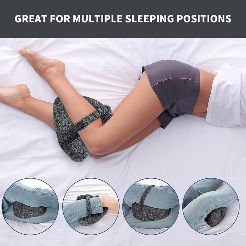 Knee Pillow Revoget Alignment Pillows for Sleeping on Side, Memory Foam Leg Spine & Hip Support Pillow for Side Sleepers, Joints Pain & Pregnancy, Leg Support Cushion (Grey) - Grey image number 6