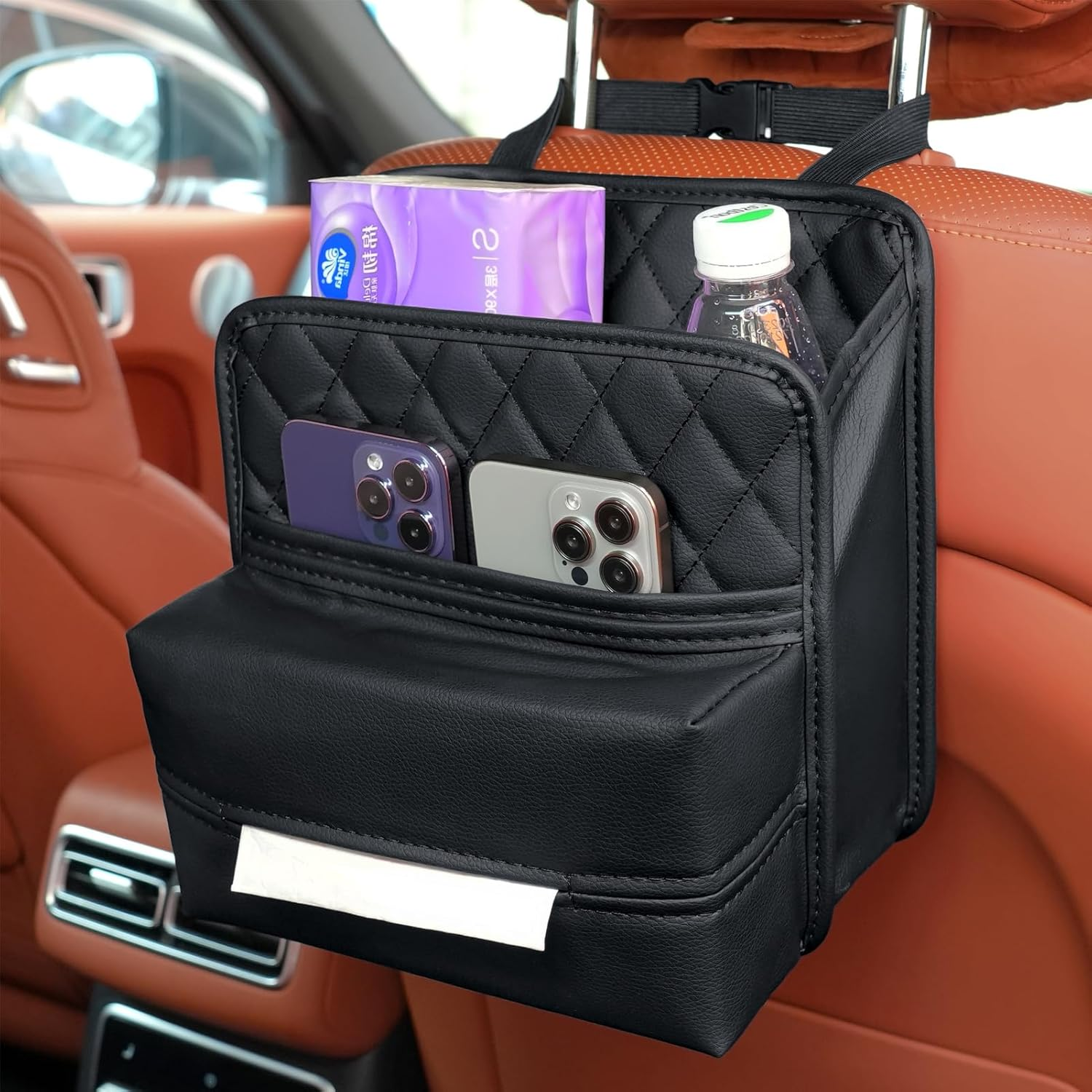 Car Seat Back Hanging Bag Car Document Holder Multi-Pocket Bottle Bag Storage Box Organizer Travel Tidy Pouch Pocket Kids
