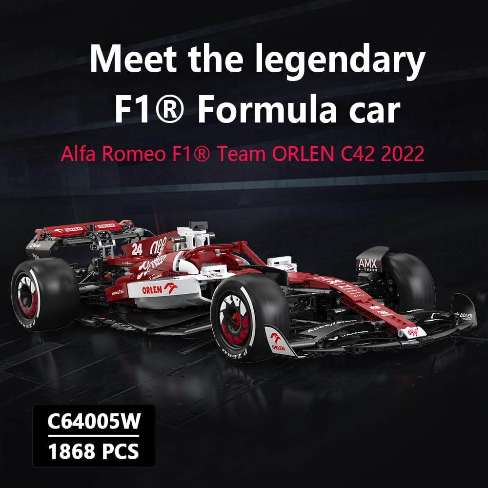 Cada Alfa Romeo F1 ORLEN C42 Car 1:8 Brick Model 1868Pcs C64005W Racing Building Block Set, 1:8 Official Scale, Stimulating Build for Adults and Kids image number 2