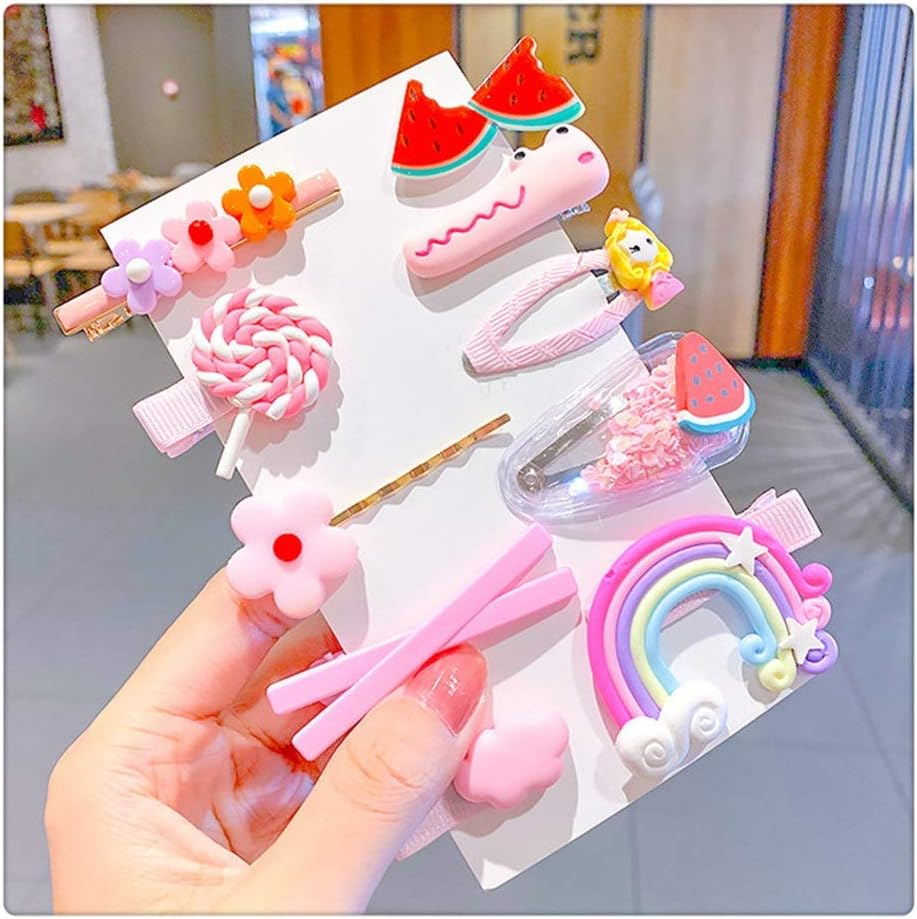 Hair Bobby Pins,Barrettes,Snap Clip,Hair Slides,Set Girls Cute Rainbow Star Flower Hairpins Children Sweet Hair Clips Barrette Hair Ornament Fashion Hair Accessories (Color : 45) (Color : 47)