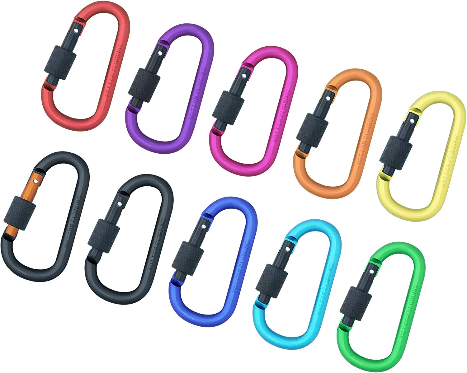 10PCS Screwgate Lock Keychain Clips Carabiner - 8 Cm Aluminum Durable D-Shape Spring Loaded Clip for Home, Rv, Camping, Fishing, Hiking, Traveling and Sports Outdoors image number 5