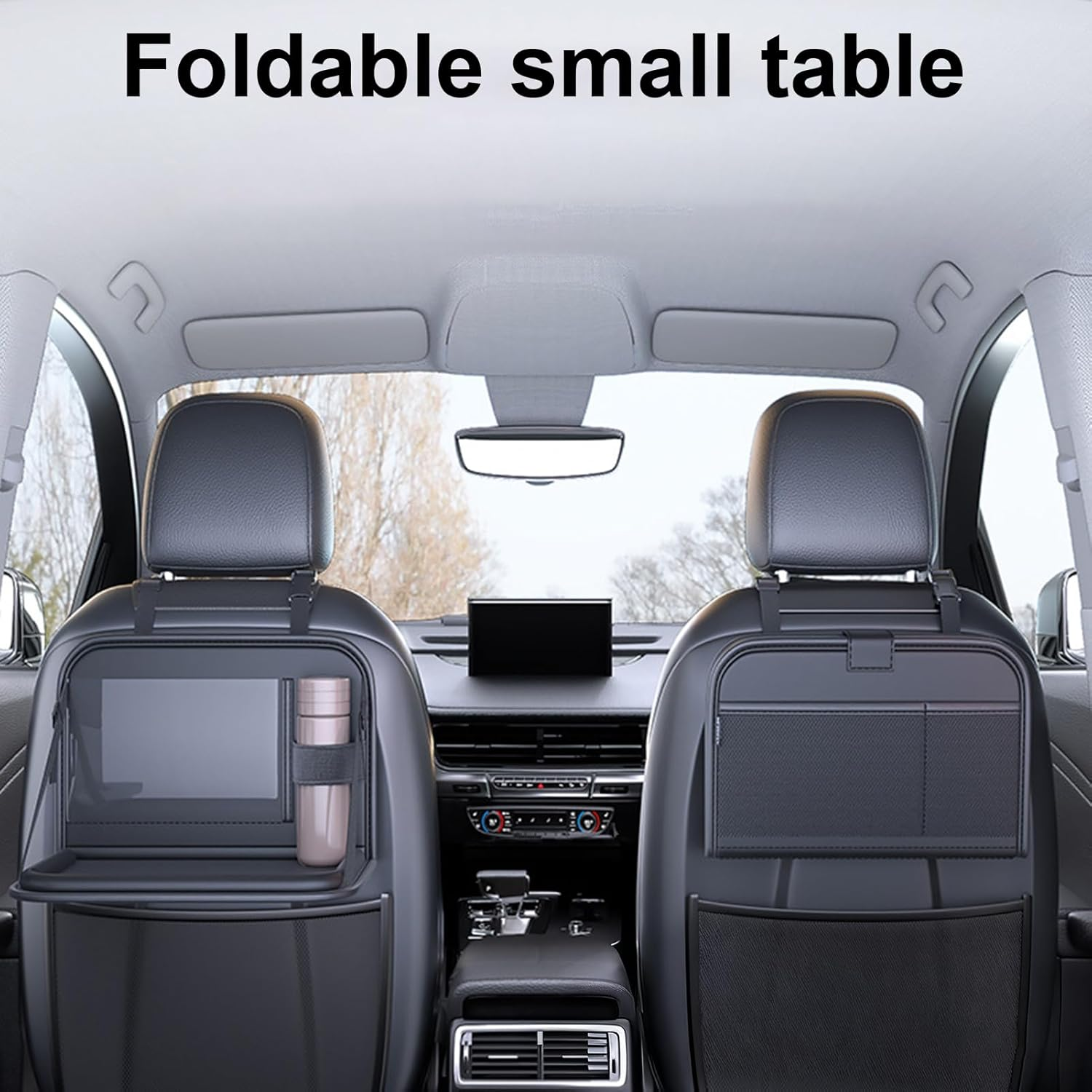 Car Seat Table | Laptop Holder Foldable Storage Rear Desk,Table for Car Seat,For Snack Time Toddler Airplane Long Ride Camping Eating Office Work Passenger image number 4