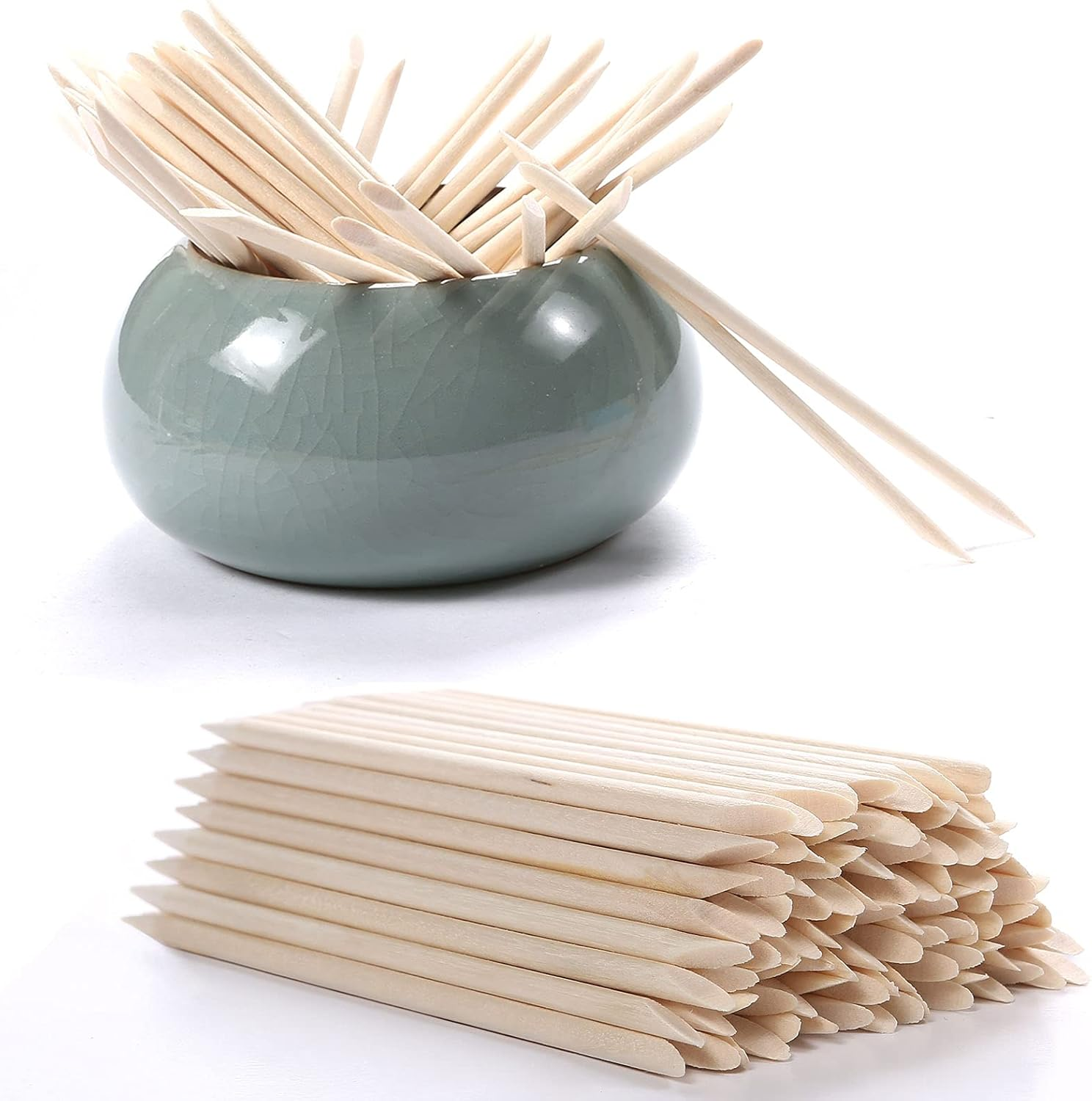 HOOMBOOM 100Pcs Orange Wood Sticks for Nails, Double Sided Cuticle Pusher Remover Nail Art Manicure Pedicure Tool for Manicure Pedicure image number 3