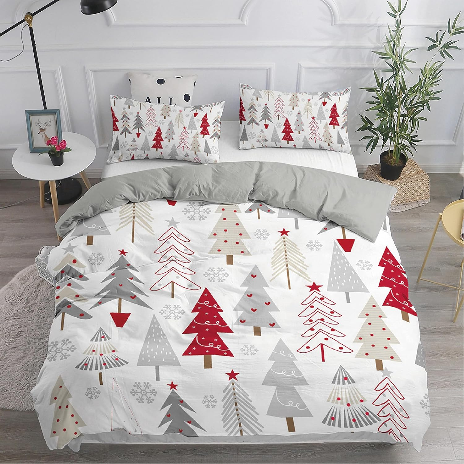 DREAM FIELDS Xmas Tree White Quilt Cover Set (Double) image number 3