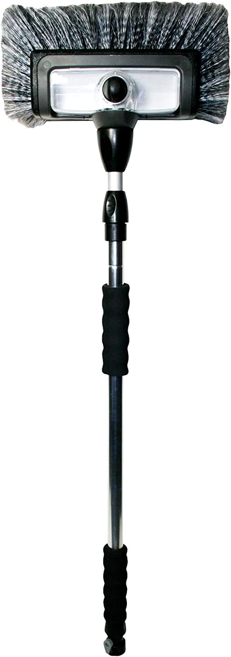 93977 Flow-Thru 10" Quad Power Wash Soap Mixing Brush with 55" Aluminum Extension Pole, Black
