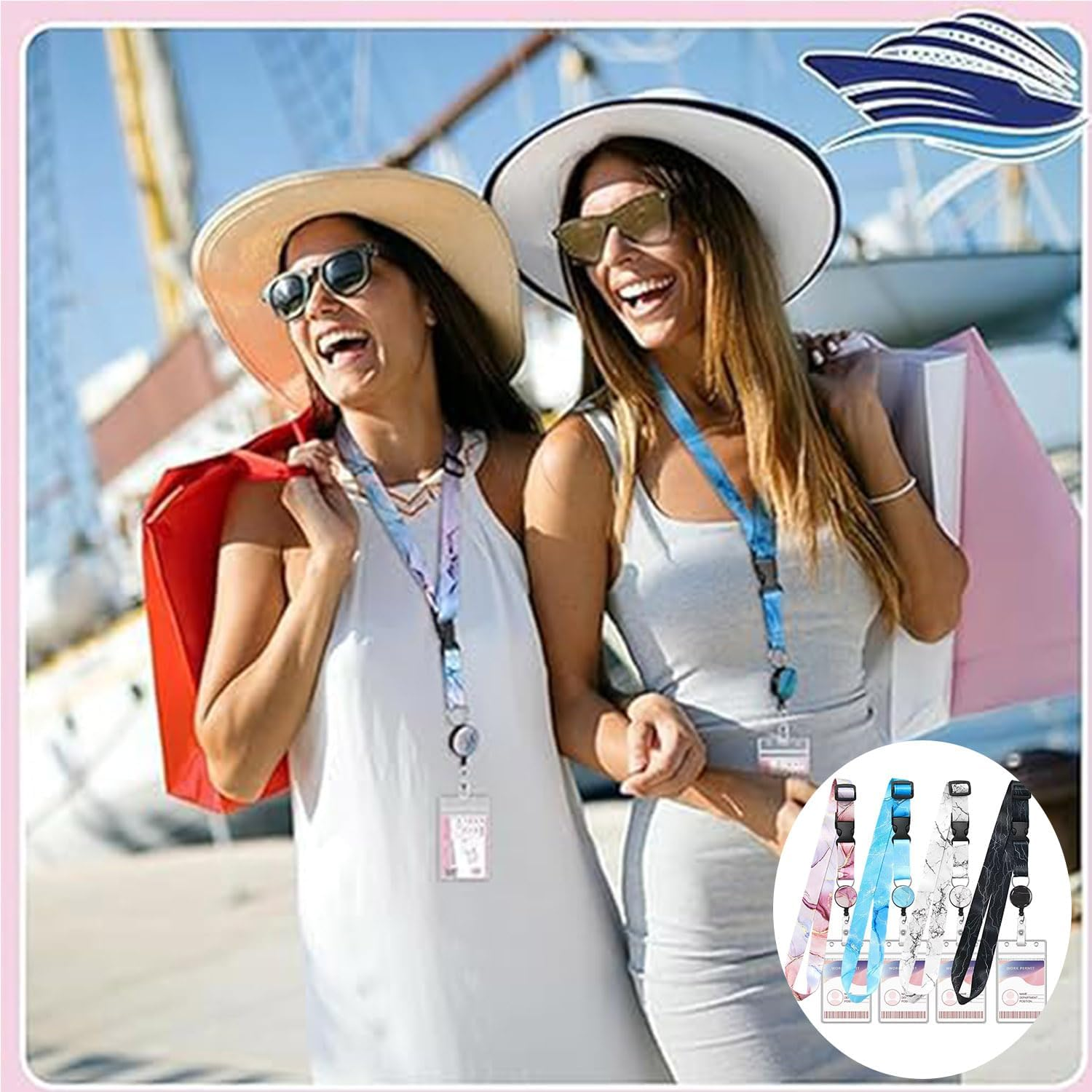 4 Pack Cruise Lanyards, Retractable Cruise Lanyard with Waterproof ID Badge Reel Holder with Removable Clasp for Cruise Key Cards image number 3