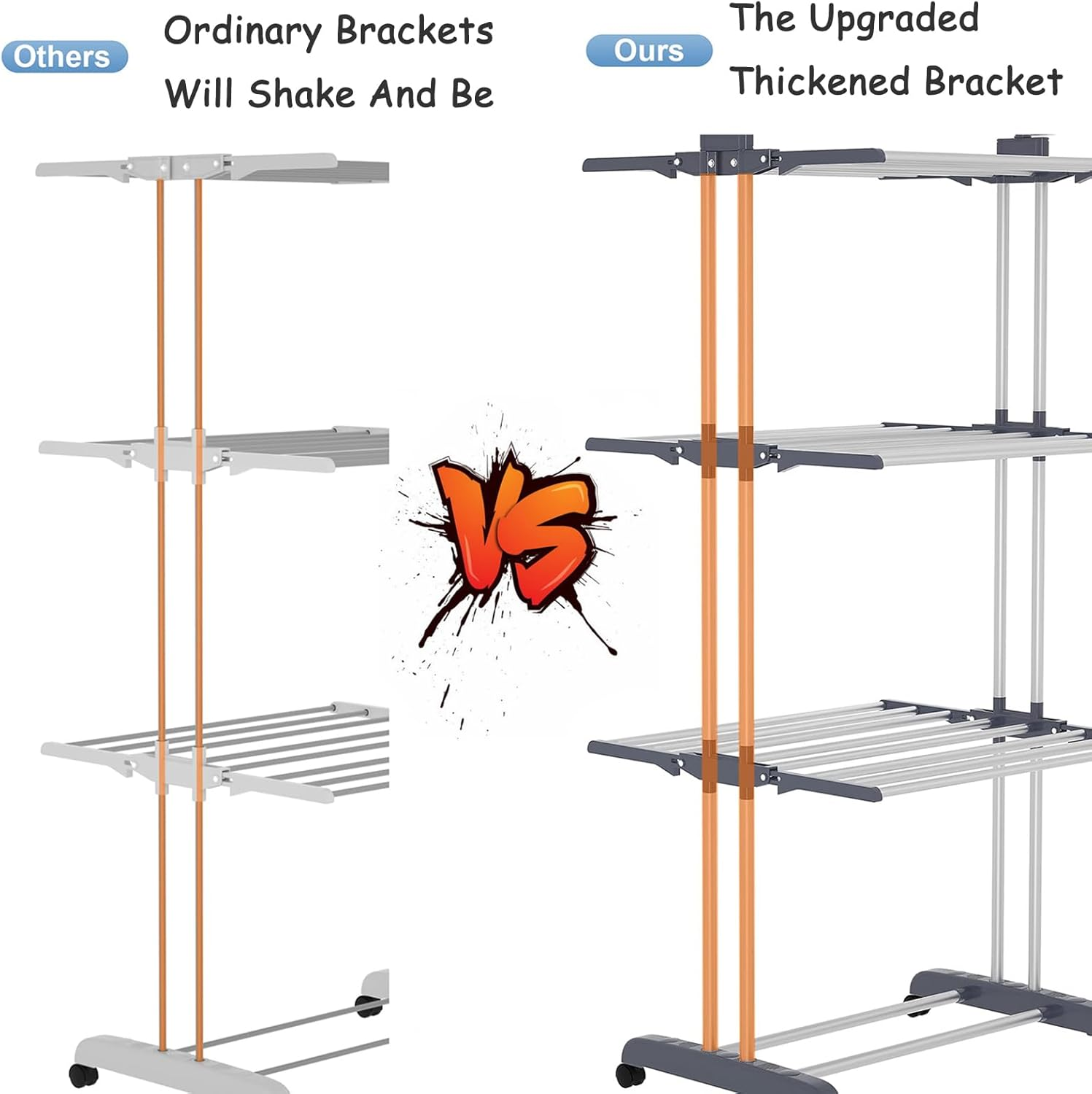 Clothes Drying Rack，4-Tier Laundry Rack，It Can Move Dryer Stand，Foldable Clothes Airer Drying Rack，Portable Clothes Rack with 4 Castors，For Drying Clothes, Clothes, Towels Indoors and Outdoors image number 1