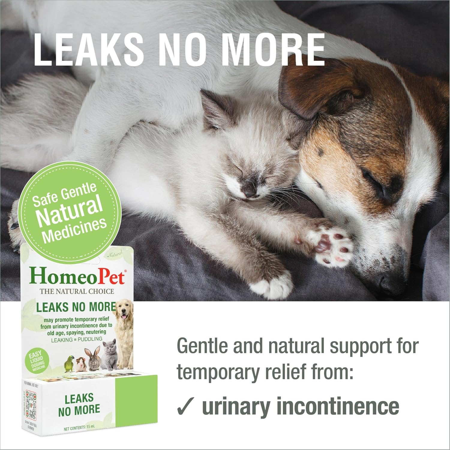 Homeopet Leaks No More, Urinary Incontinence Relief for Pets, 15 Milliliters image number 2