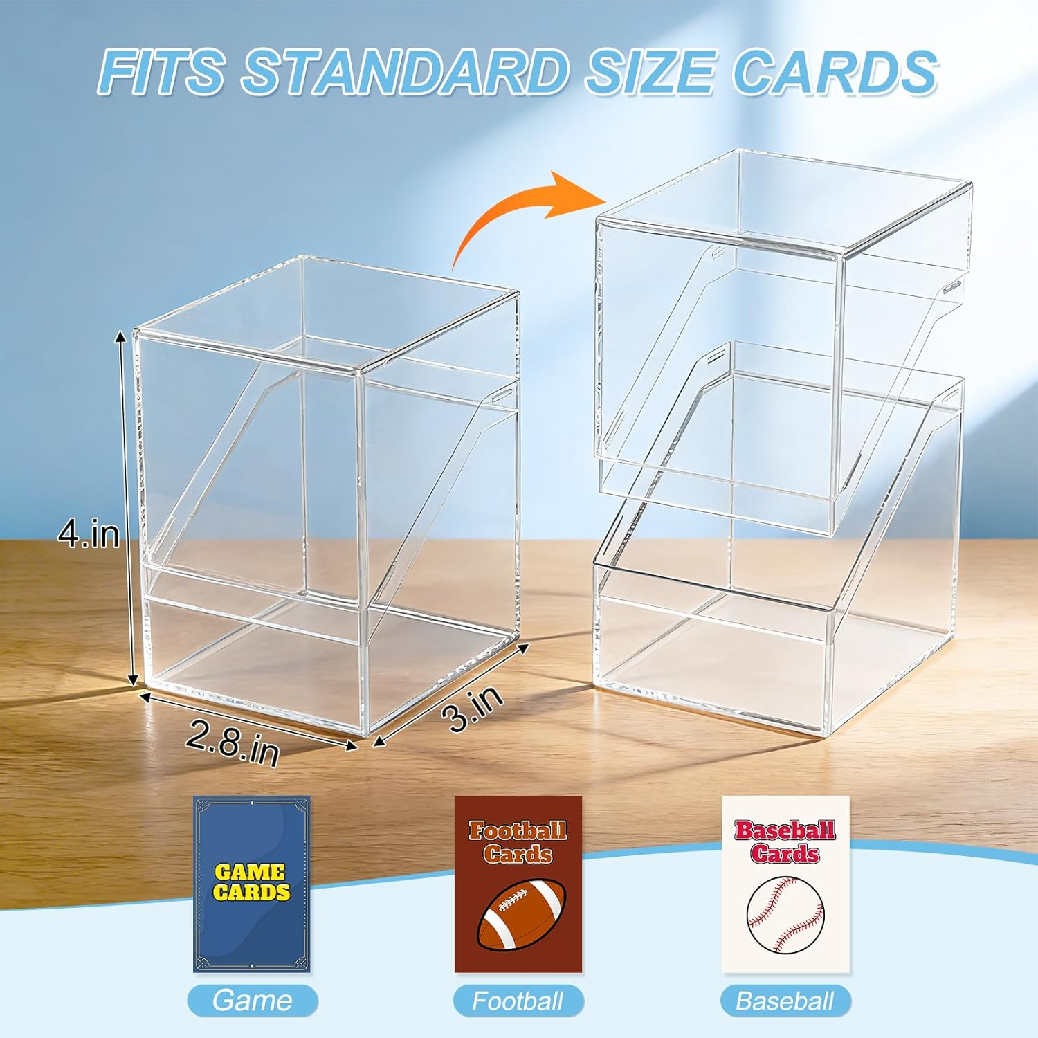 Mlikero 6 Pack Card Deck Cases,Acrylic Box for Trading Cards,Sturdy Storage Boxes Holding 100+ Sleeved Cards with Dividers,Clear and Black Fit MTG , Baseball Cards, Sport 3 Black+3 White ,0803 image number 1