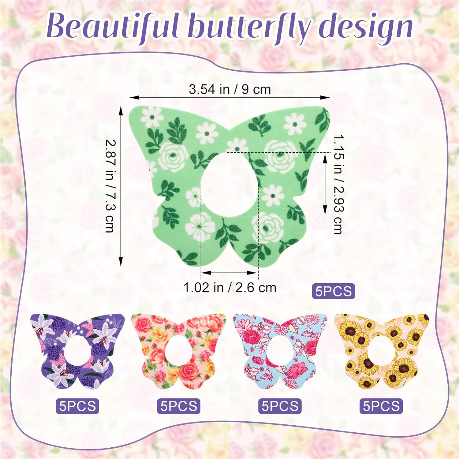 25 Pcs Adhesive Patches for Dexcom G7, 5 Styles Beautiful Butterfly Design Adhesive Patches Waterproof & Breathable Latex Free over Patch Sensor Stickers image number 2