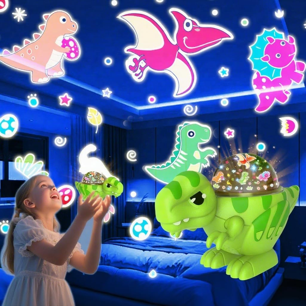 Dinosaur Night Light Projector, 16 Colors, 360&deg; Rotation Dimmable, Dinosaur Star Projector for Kids' Room, Babies & Children Gifts