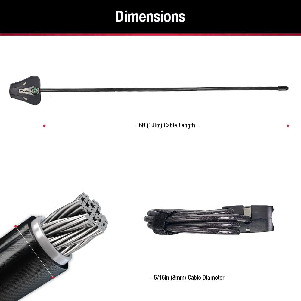Master Lock 8418D Python Adjustable Locking Cable, 6-Foot, 5/16-Inch Diameter, Black image number 1
