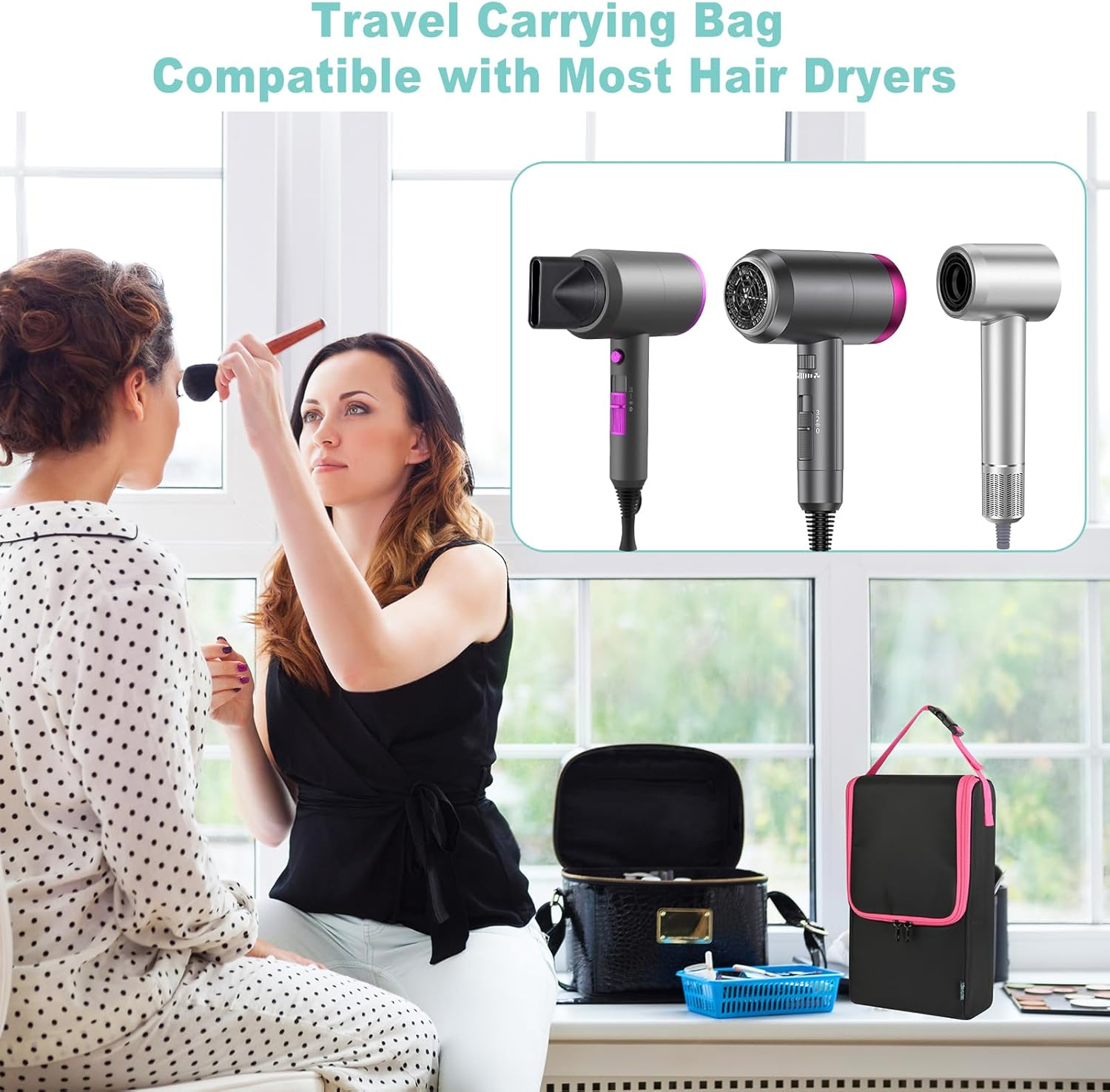 Beautyflier Travel Case Compatible with Dyson Supersonic Hair Dryer, Hair Dryer Carrying Bag for Slopehill 1902, Hairdryer Storage Case Bag for Ionic Blow Dryer and Diffuser (Bag Only)