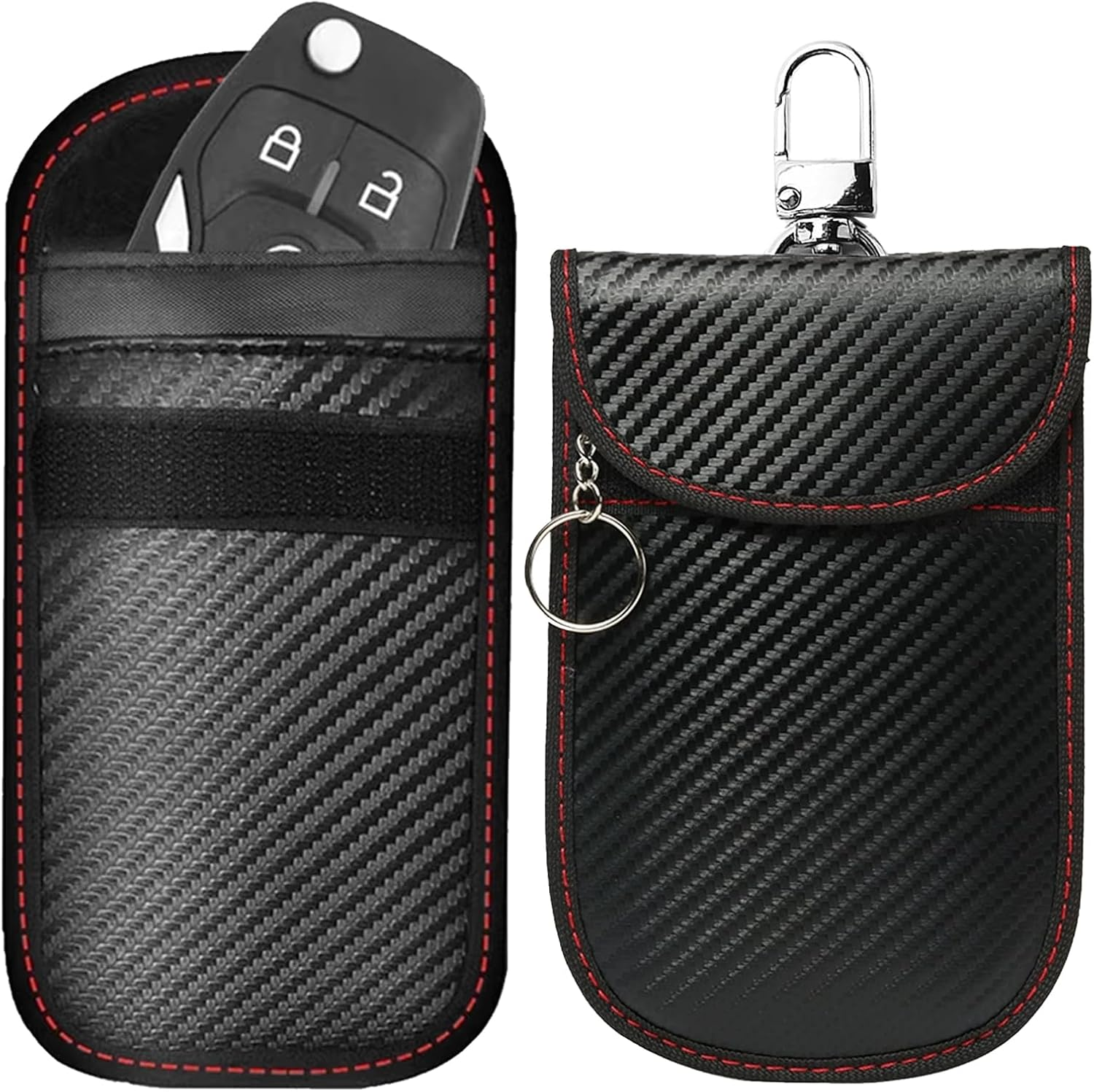 Faraday Bags for Car Keys (2-Pack) - RFID Blocking Pouch with Keyring & Hook, Waterproof Key Fob Protector for Keyless Entry Cars image number 4