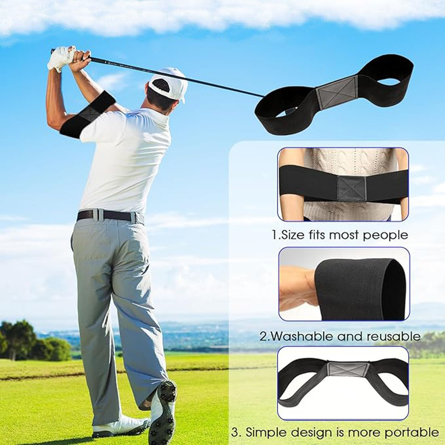 Mtxorvix Adjustable Golf Swing Trainer Arm Band - Elastic Posture Corrector for Beginners & Pros, Lightweight Swing Path Aid with Instant Feedback, Golf Training Equipment for Muscle Memory & Accuracy image number 3