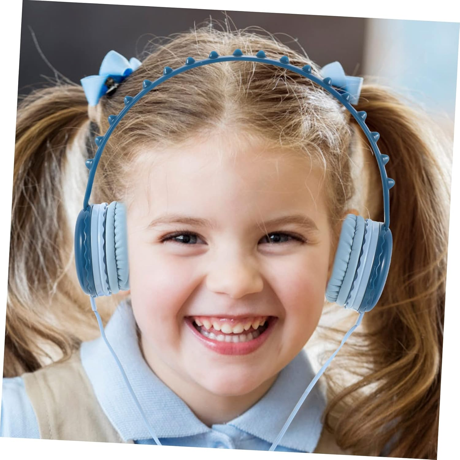 OKUMEYR over Ear Headphones Dinosaur Shape Wired Headset with Soft Breathable Ear Pads for Comfortable Noise Isolating Headband for Travel Study and Outdoor Activities Compatible With image number 1