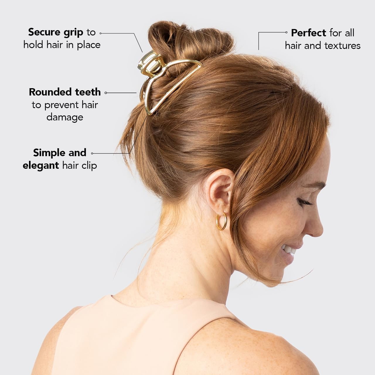 Gold Metal Claw Clips - Large Hair Clips for Thick & Thin Hair, Metal Hair Claws for Women & Girls, Stylish Gold Hair Accessories image number 5