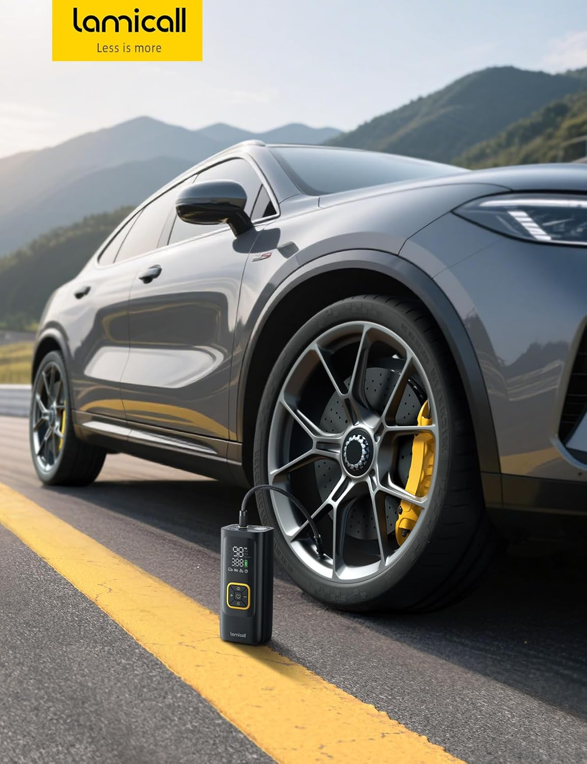 Tire Inflator Portable Air Compressor - Lamicall 150 PSI Cordless Car Air Tire Pump, Rechargeable Fast Inflate, Electric Bike Pump, Digital Pressure Gauge, LED Light, for Auto Motorcycle Ball image number 3