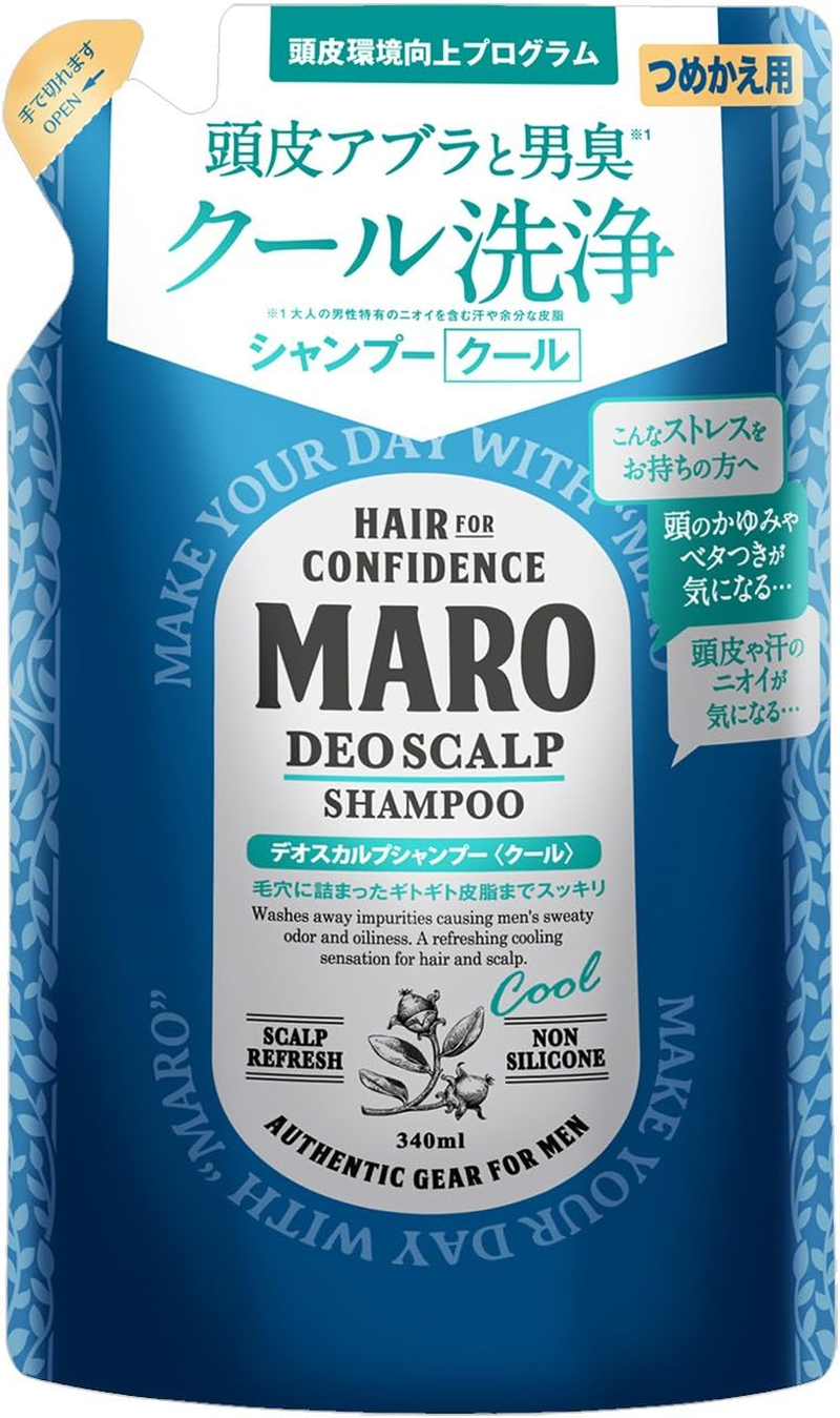MARO Deo Scalp Shampoo, Cool Green Mint Scent, 11.8 Fl Oz (340 Ml), Refill, Medicated Non-Silicone, Foam image number 1