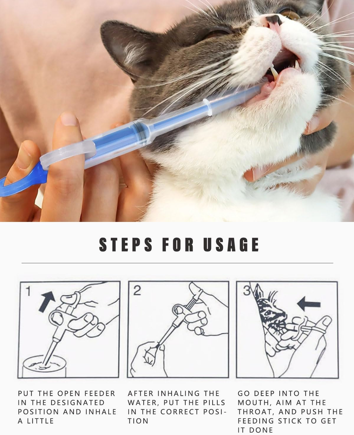 JUKOTA Pack of 2 Pill Dispensers Cat Dogs Pet Feeder Pill Dispenser for Cats Pill Assist Cat Pill Dispenser Cat Pet Pill Launcher Reusable Pusher Tablet image number 2