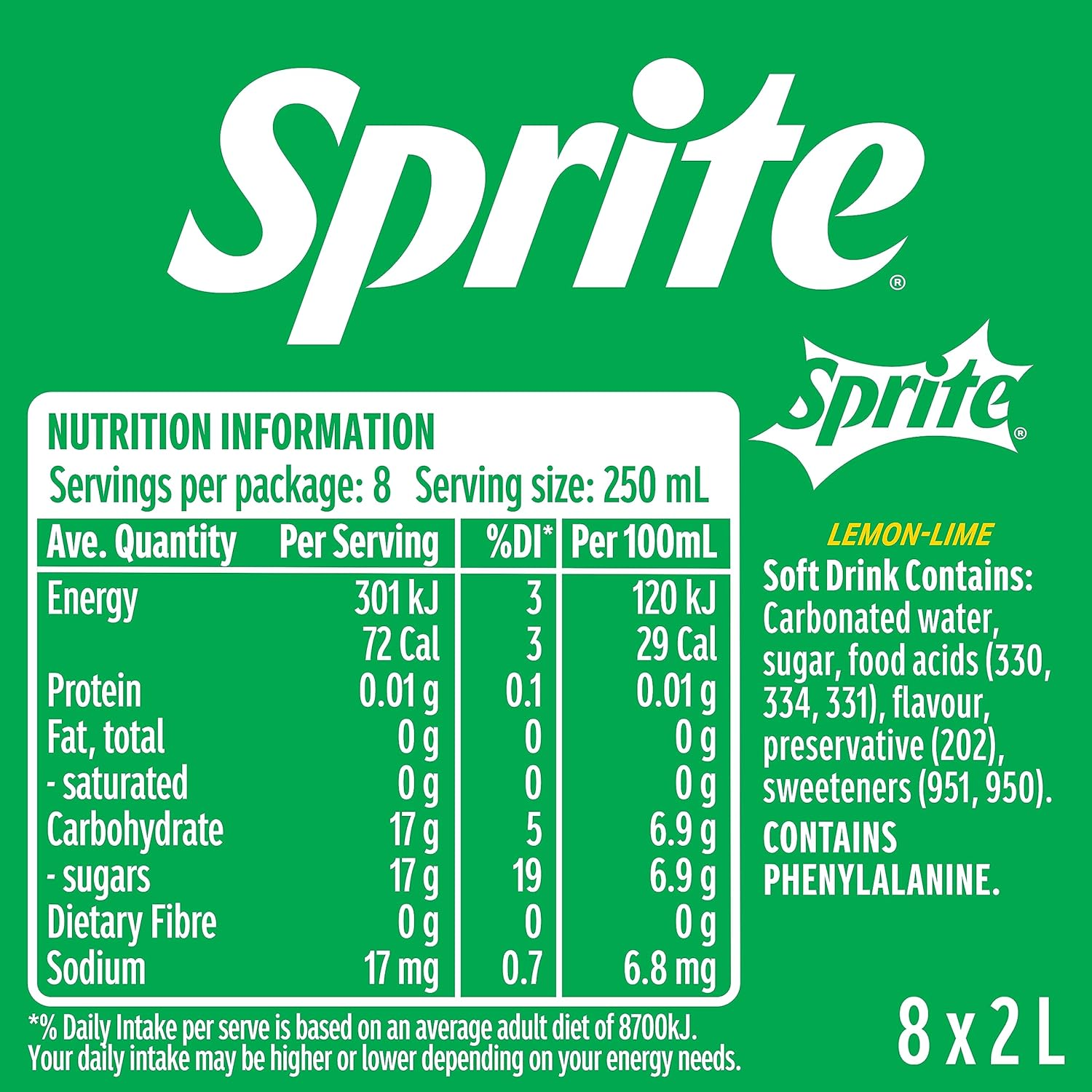 Sprite Soft Drink Multipack Bottles 8 X 2L image number 3