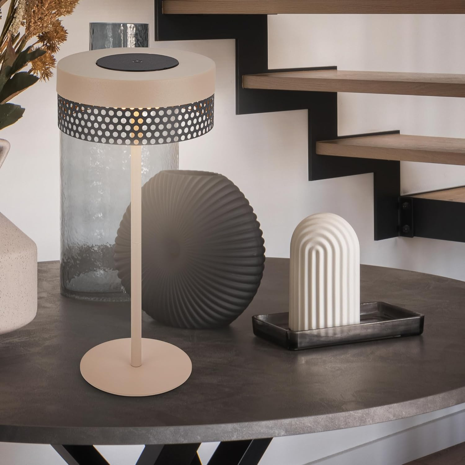 BRILONER - LED Table Lamp Wireless IP44 with Touch, Dimmable, Battery Replaceable, Bedside Lamp, Reading Lamp, LED Lamp, Decorative Lamp, Table Lamp, Battery Lamp, Outdoor Lamp, 16 X 35 Cm, Beige