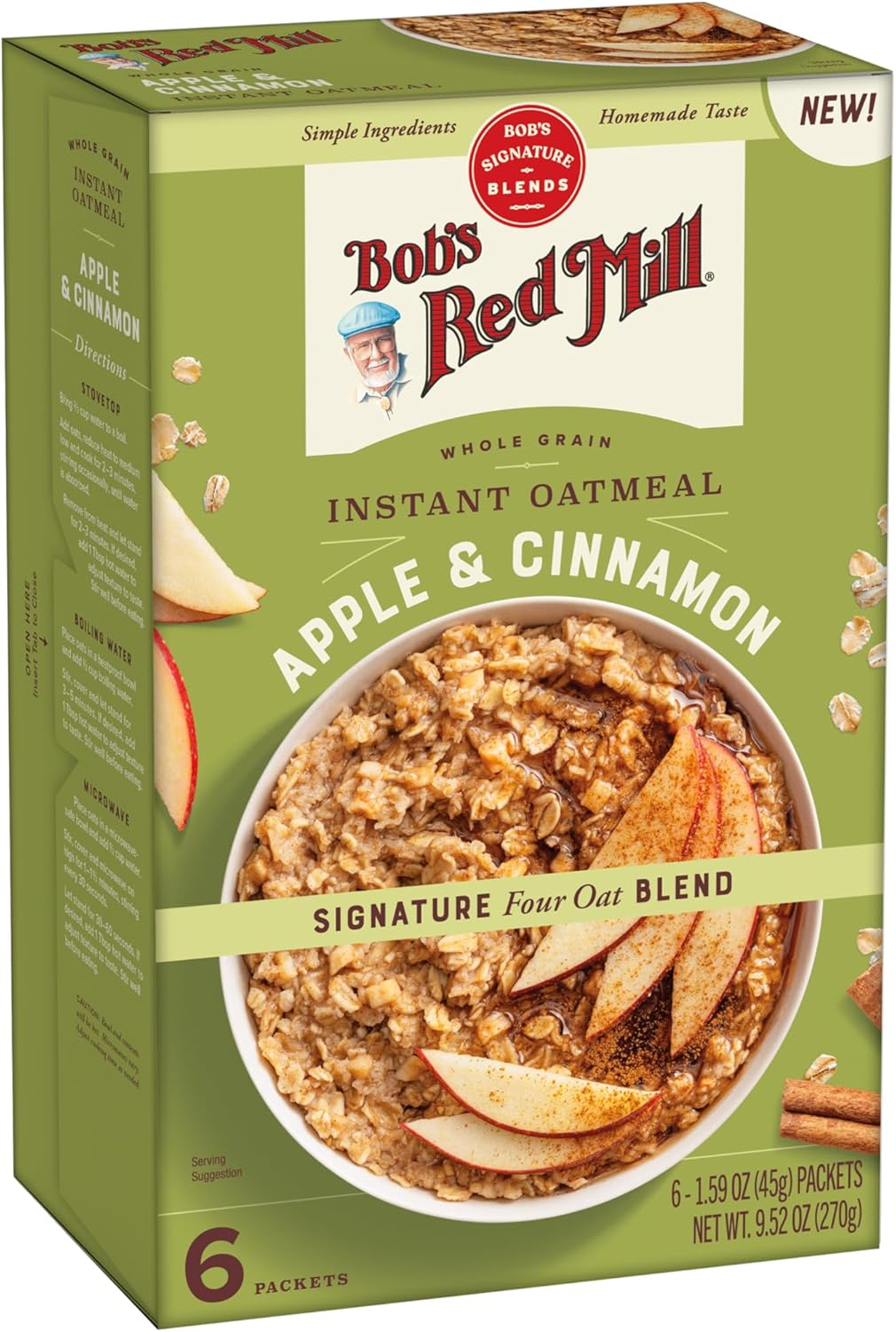 Bob'S Red Mill Instant Oatmeal Packets, Apple & Cinnamon, 6 Packets Total, Non-Gmo, Gluten Free, Whole Grain image number 5