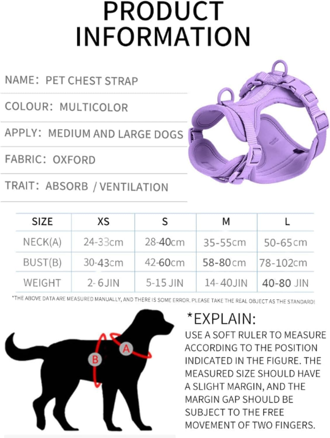 4 PCS Set Tactical Dog Harness,Pet Tactical Chest","Service Dog Vest and Back anti Bite Waterproof Dog Tactical Chest and Back Strap PVC Traction Rope Dog Collar-Pink 4||XS image number 4