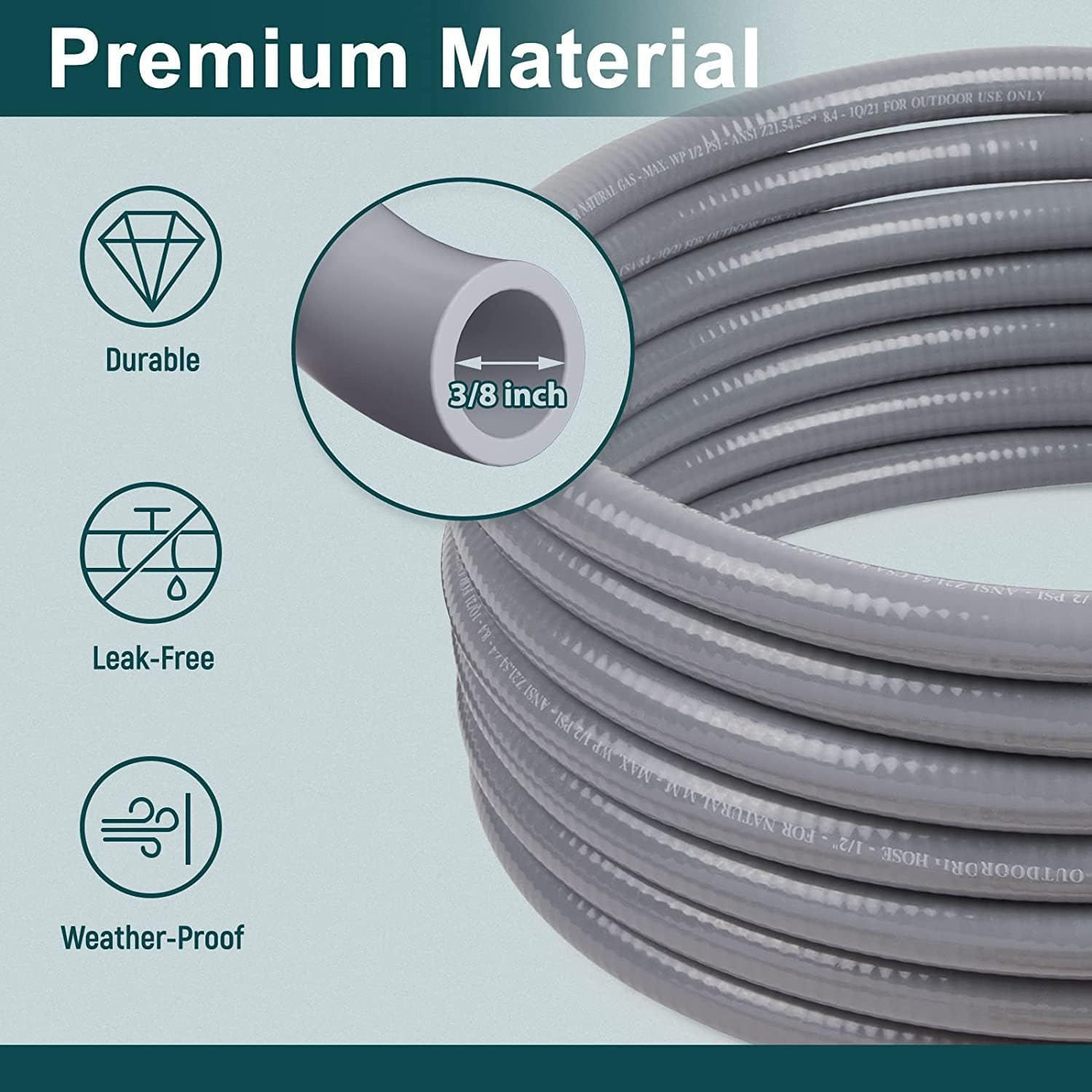 GASPRO 24 Natural Gas Hose with 3/8 Male Flare Quick Connect/Disconnect for BBQ Gas Grill-Fits Low Pressure Appliance-Csa image number 2