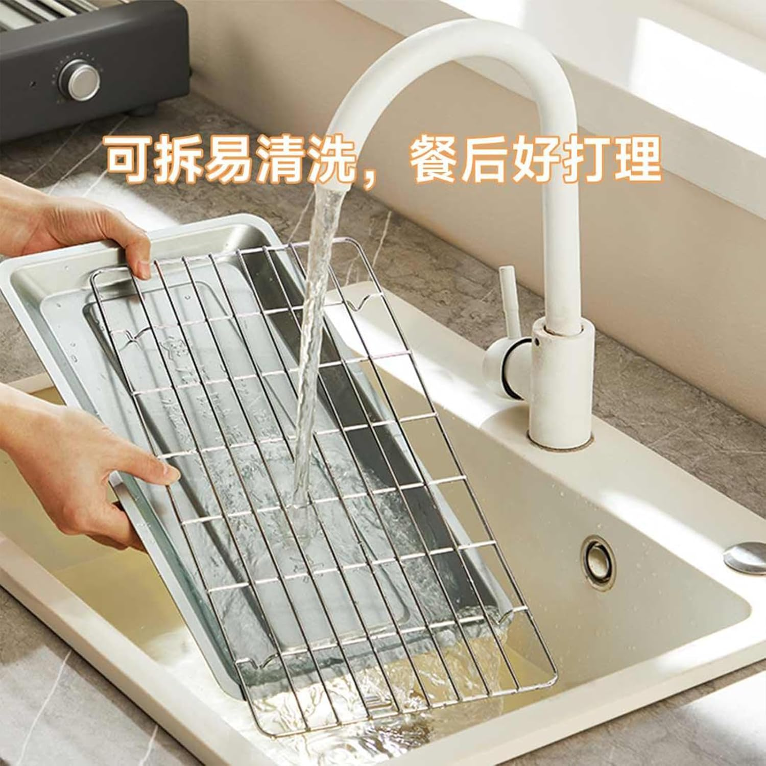 TECHBEAR Electric Grill, 2000W Indoor Smokeless Grills for Kitchen with Grill Net, Knob Temperature Control, Detachable and Washable, Dishwasher Safe image number 5