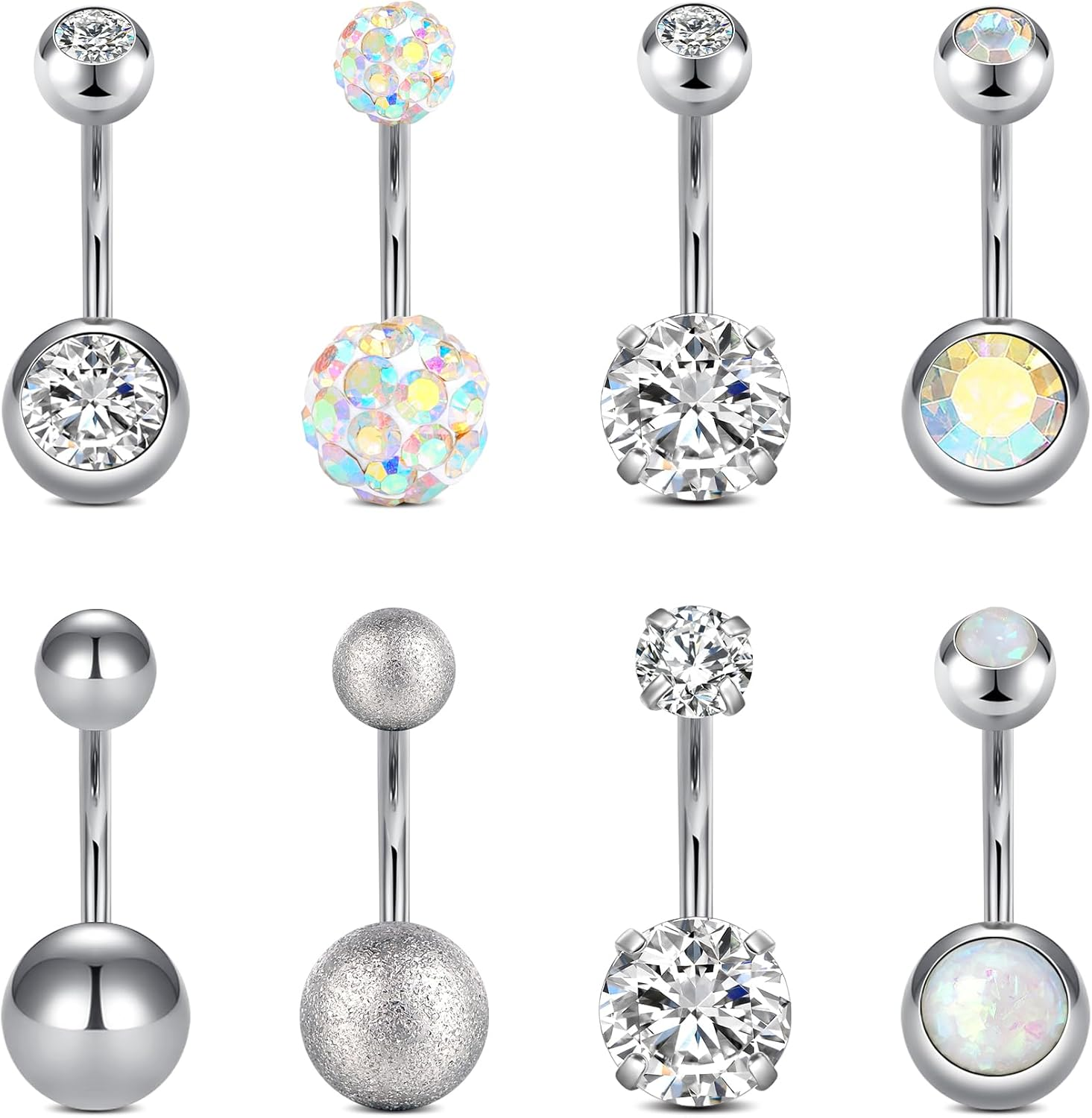 Briana Williams 14G Belly Button Ring Belly Button Piercing Belly Rings Surgical Stainless Steel Belly Navel Rings Body Jewelry for Women Silver Gold image number 6
