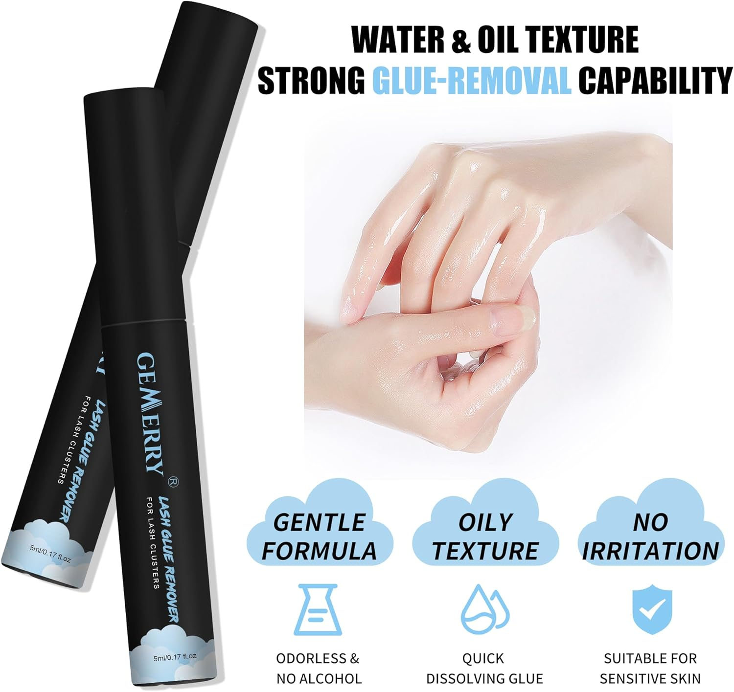 GEMERRY Lash Glue Remover, Lash Extension Remover Lash Bond Remover Self-Use Lash Cluster Remover Lash Bond and Seal Remover Lash Adhesive Remover- Non-Irritating Mascara Wand 5Ml image number 6