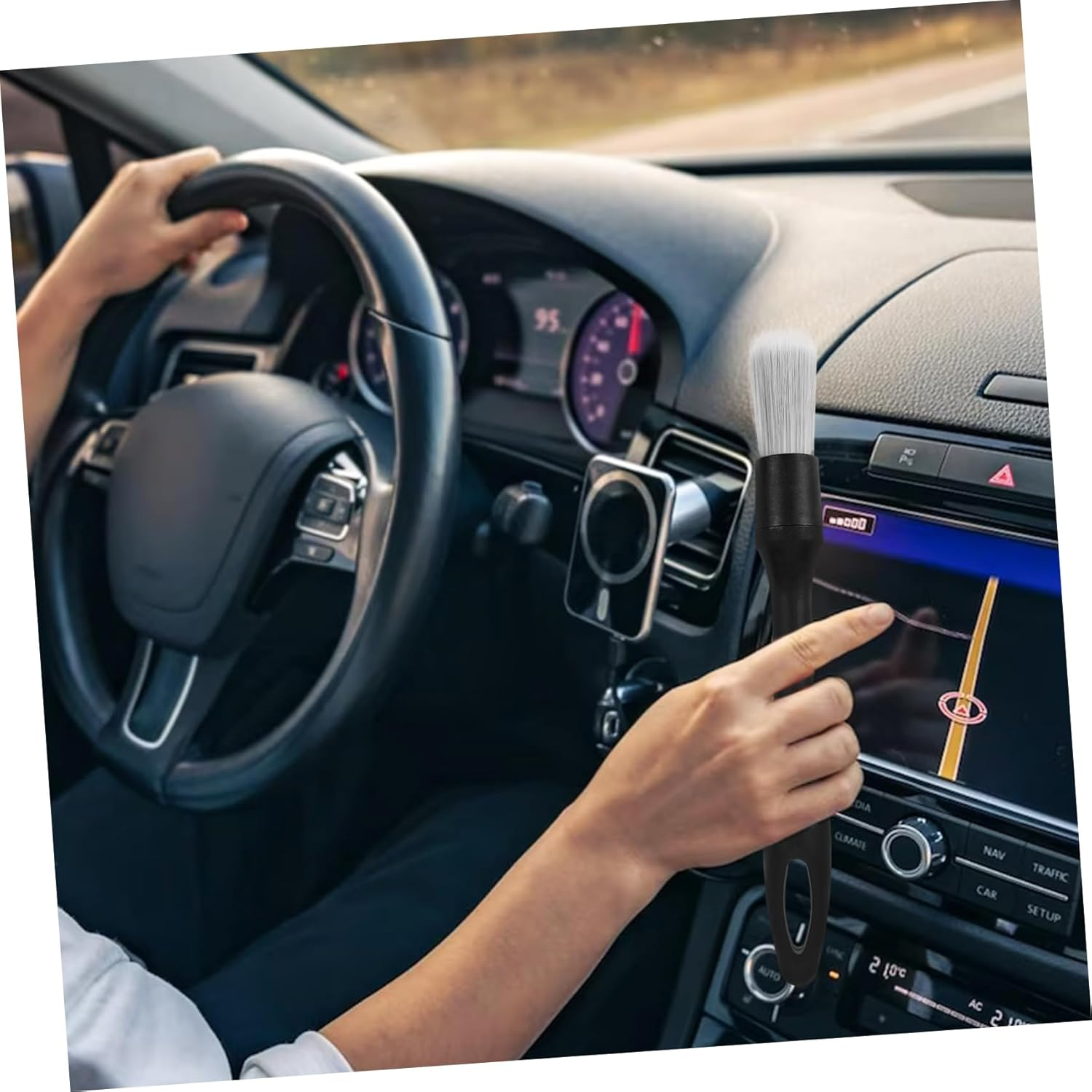 NULYLU Car Detailing Brush Kit 3Pcs Soft Bristle Wheel Rim and Interior Cleaning Brushes Automotive Vehicle Detailing Supplies for Car and Motorcycle Care