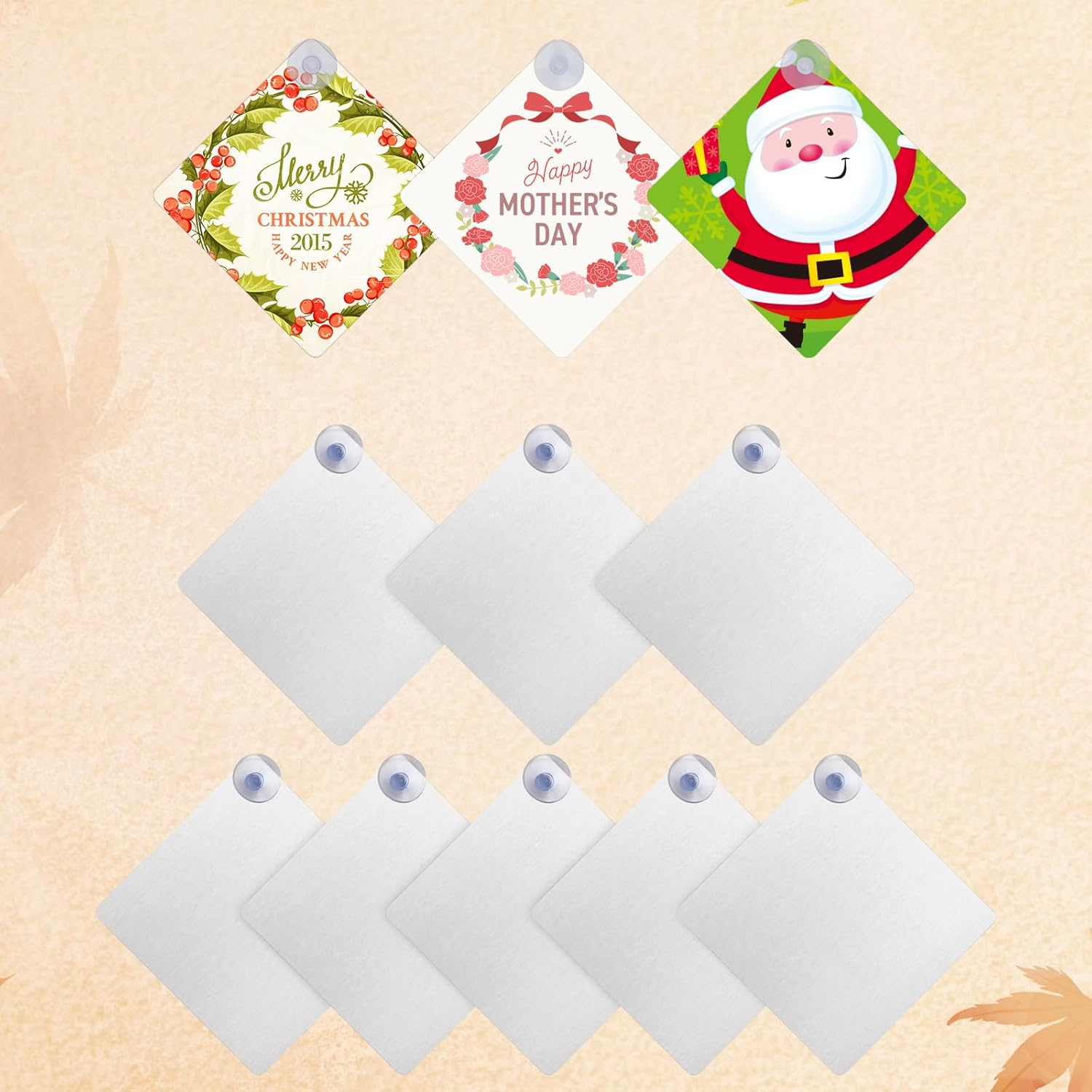 10Pcs Sublimation Blank Suction Cup Sign, Suction Cup Car Window Sign Sublimation Metal Sign Blanks Removable Blank Car Window Sign Car Safety Warning Sign for DIY Crafts image number 1