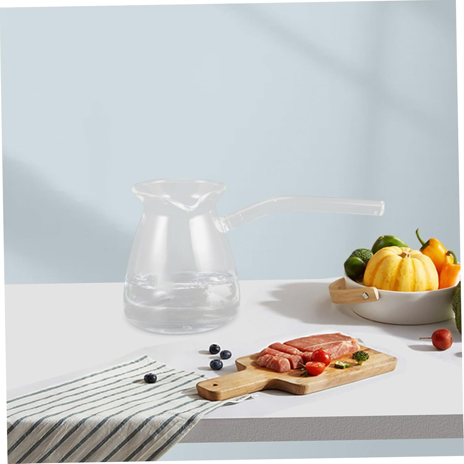 JECOMPRIS Heat-Resistant Handheld Glass Coffee Pot Thick Borosilicate Teapot for Stovetop Brewing Tea and Milk with Long Handle Transparent Multi-Function Water Kettle for Home and Tea image number 3