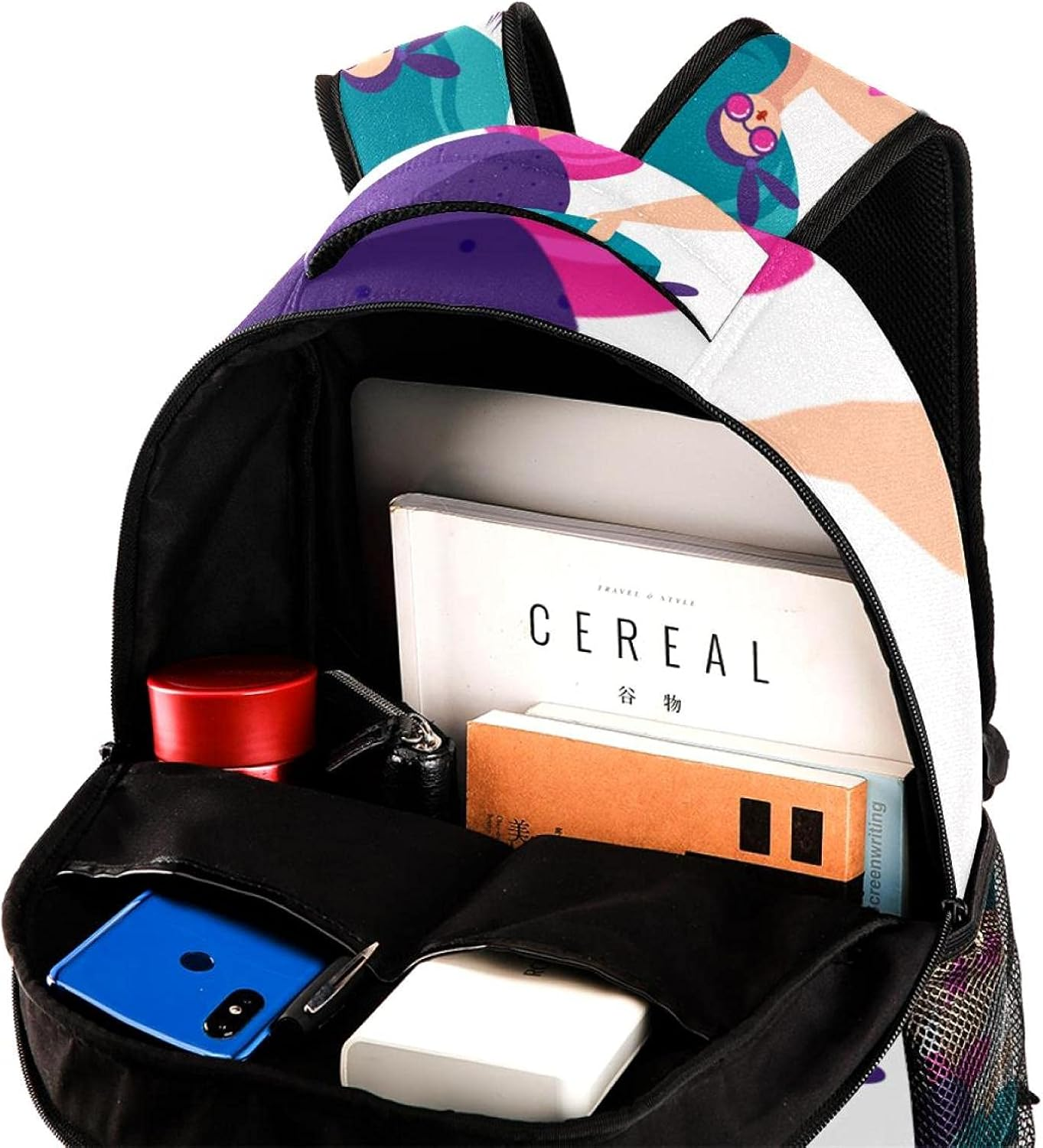 Green Haired Sexy Mermaid Backpack Students Shoulder Bags Travel Bag College School Tote Backpacks image number 1